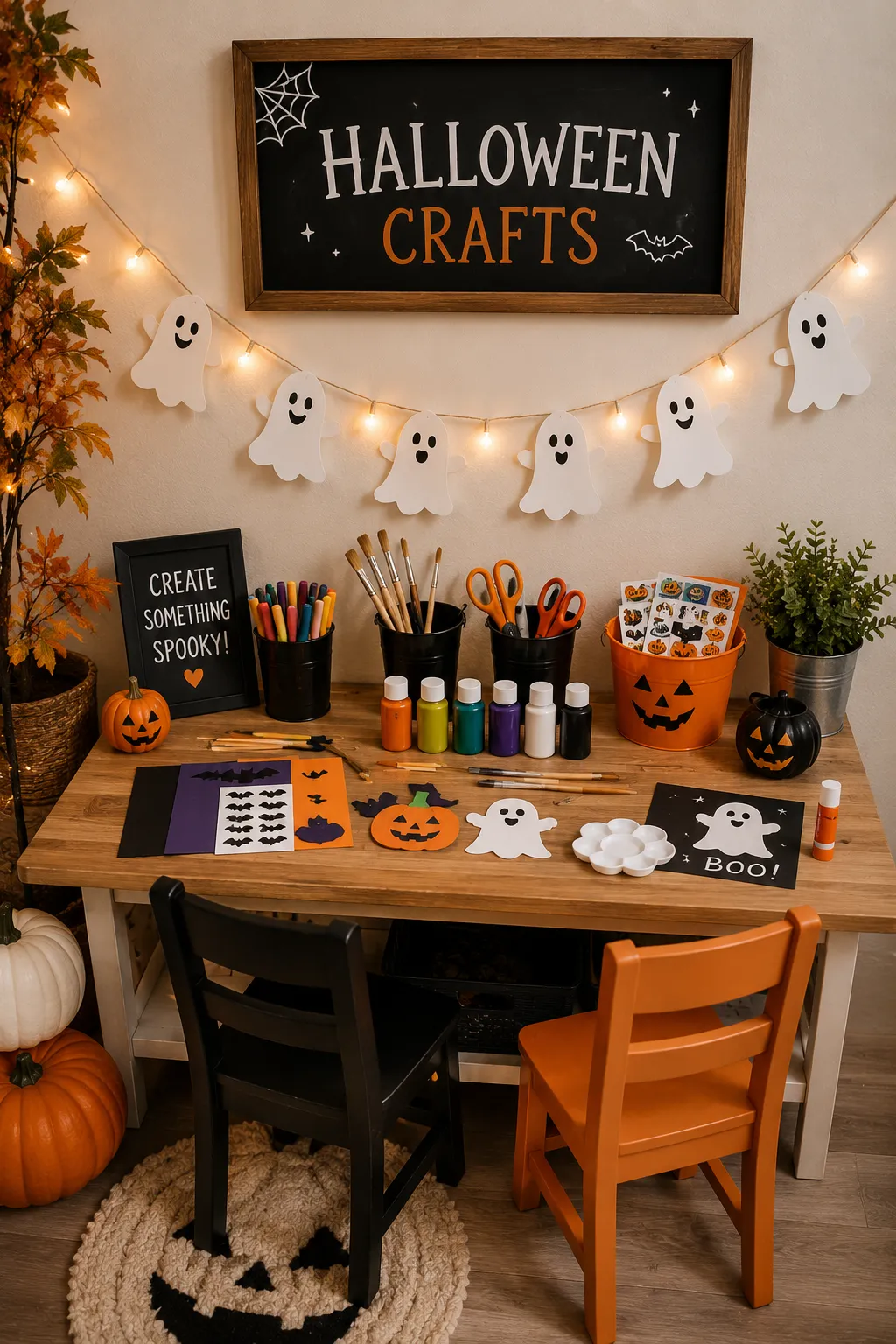 Halloween craft station for kids