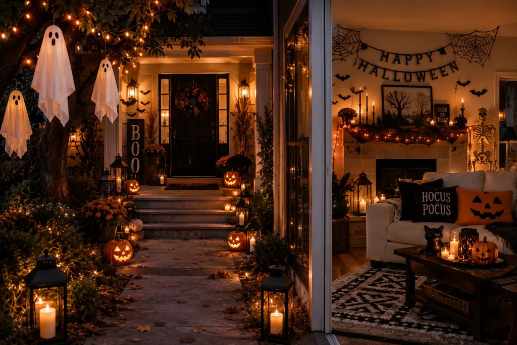 Halloween entrance and living room