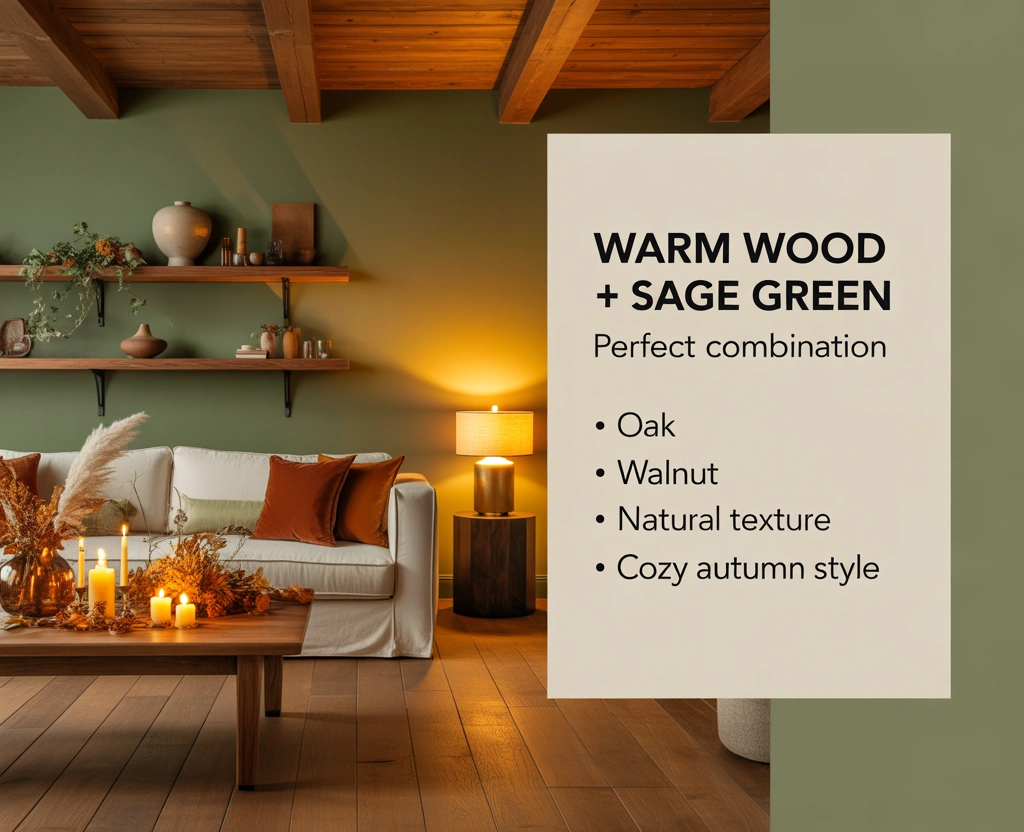 Sage Green with Warm Wood Tones