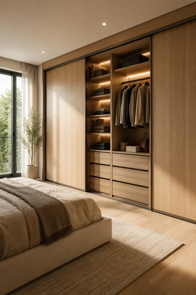 Modern wardrobe design with luxury built-in bedroom storage