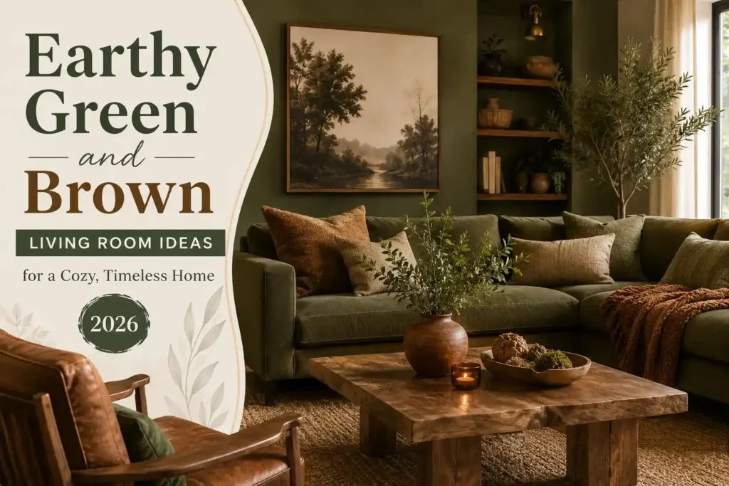 Earthy Green and Brown Living Room